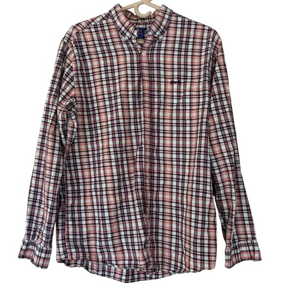 Le Tigre plaid button up collared shirt preppy causal classic multicolor shirt L - Picture 1 of 13
